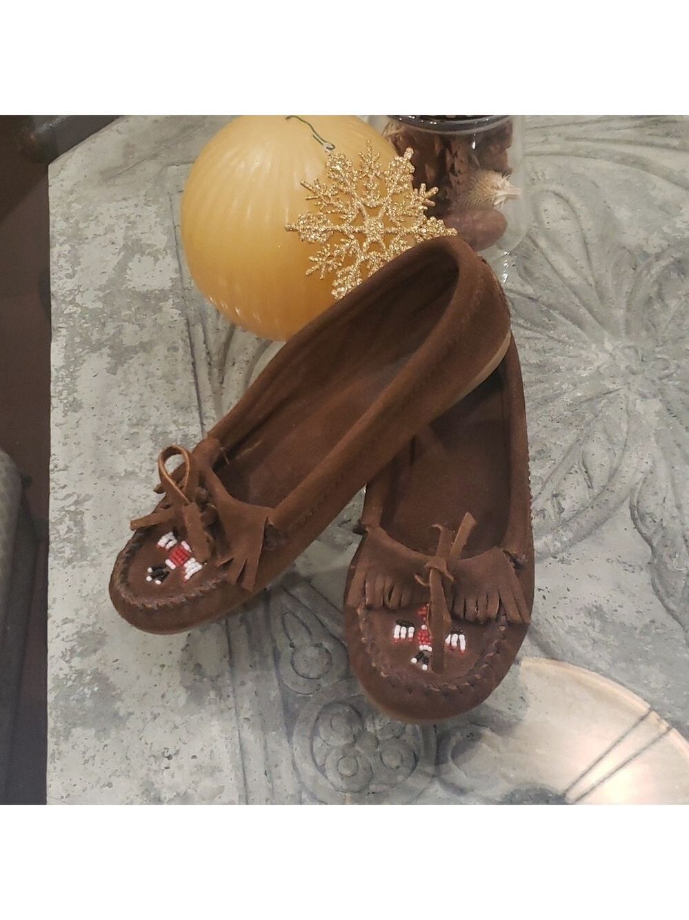 MINNETONKA DUSTY BROWN SUEDE LEATHER WOMEN'S SHOES SIZE 6